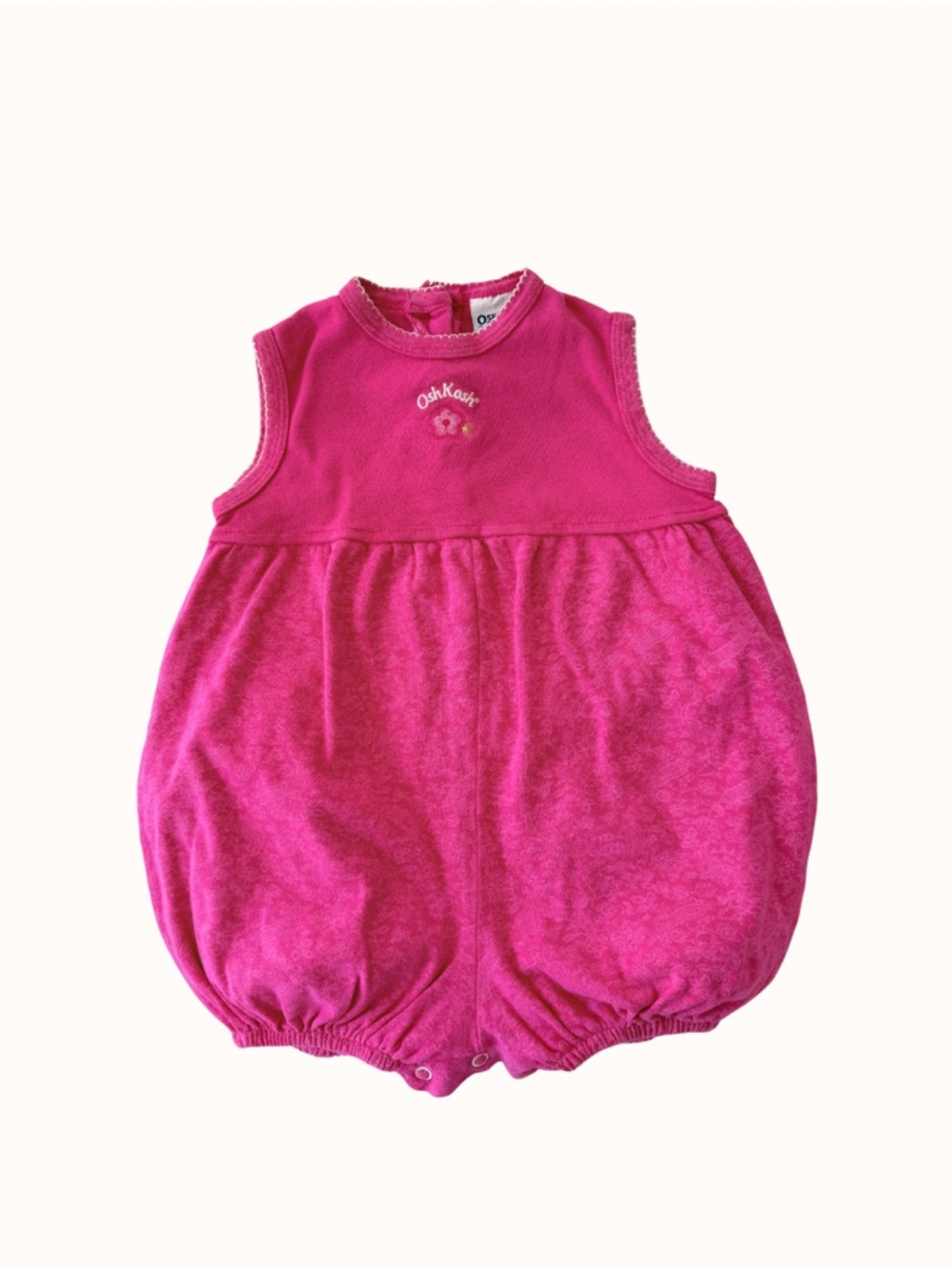 Vintage OshKosh Bright Pink Bubble Romper with Paisley print 24M